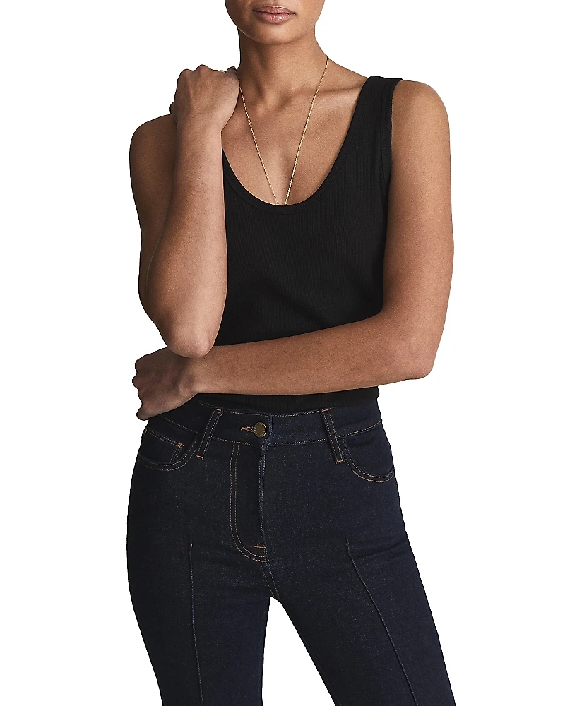 Reiss Violet Ribbed Scoop Neck Tank Top
