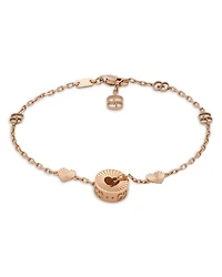 18K Rose Gold Icon Heart & Double G Link Bracelet
