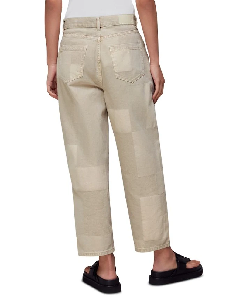 Cotton Authentic Patchwork High Rise Boyfriend Jeans Stone