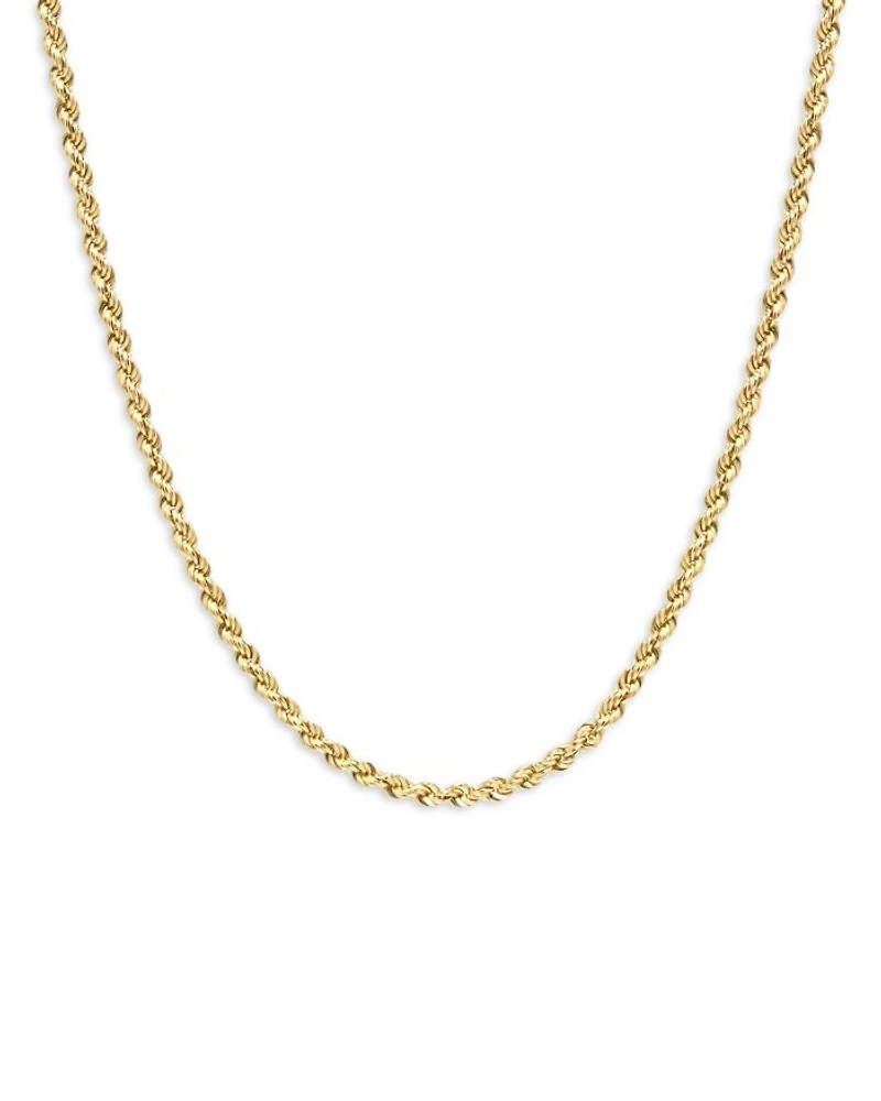 14K Yellow Gold Heavy Metal Rope Link Chain Necklace, 16"