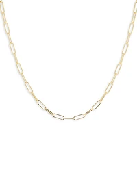 14K Yellow Gold Heavy Metal Small Paperclip Link Chain Necklace, 16"