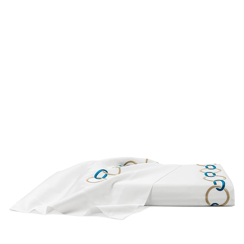 Frette Links Embroidery Cotton Duvet Cover, Queen