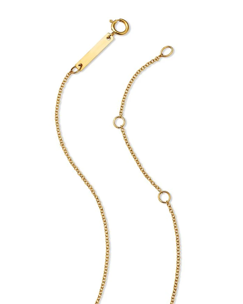 14K Yellow Gold Bezel Diamonds Diamond Open Heart Pendant Necklace, 16-18"