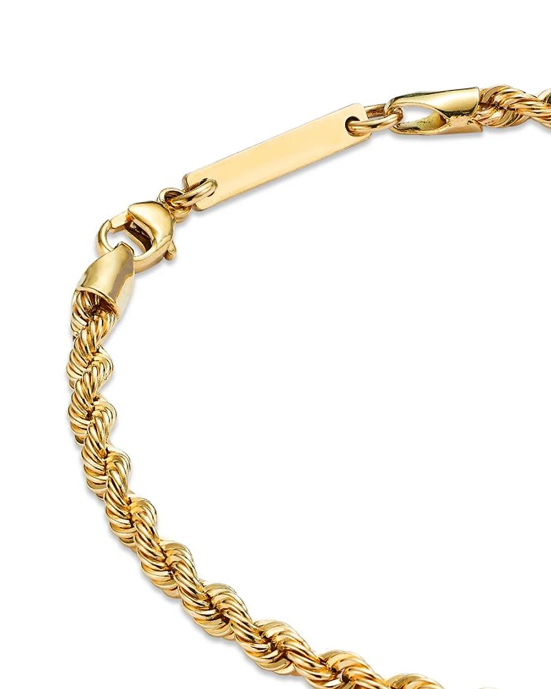 14K Yellow Gold Heavy Metal Rope Link Chain Bracelet