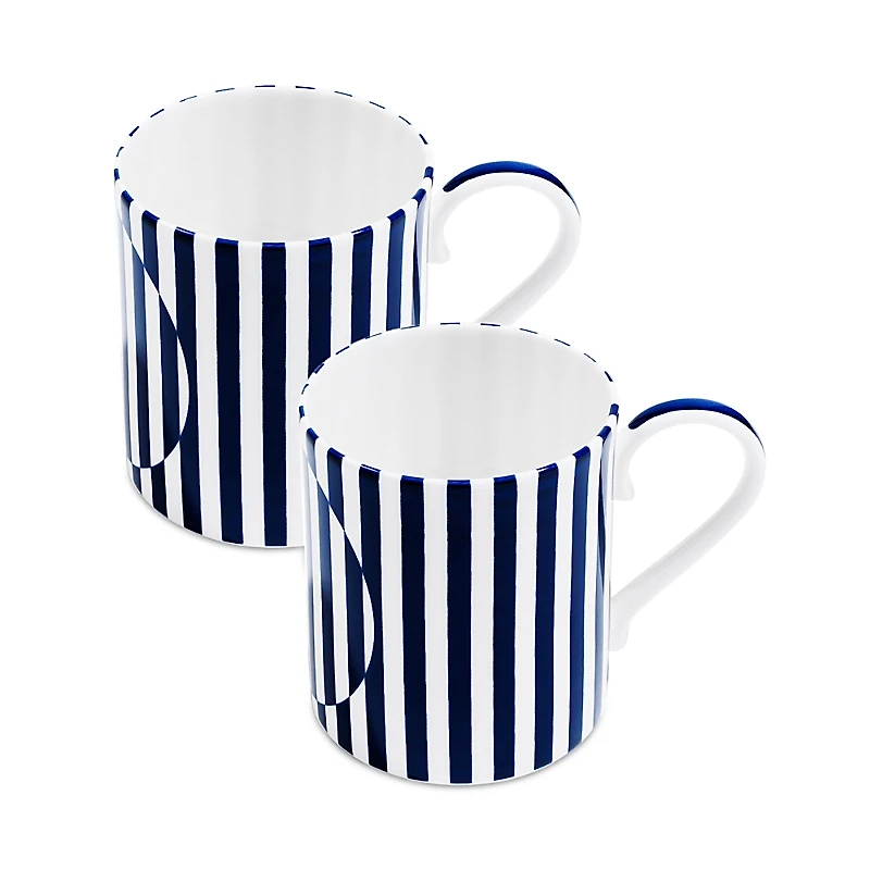 Richard Brendon Superstripe Cobalt Blue Medium Mug, Set of 2