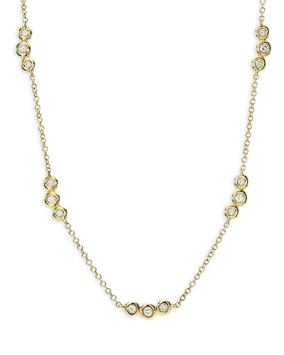 14K Yellow Gold Diamond Bezel Trio Collar Necklace, 14-16"