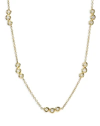 14K Yellow Gold Diamond Bezel Trio Collar Necklace, 14-16"