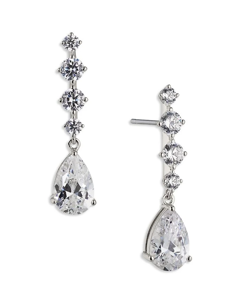 Invitation Only Short Cubic Zirconia Pear Drop Earrings