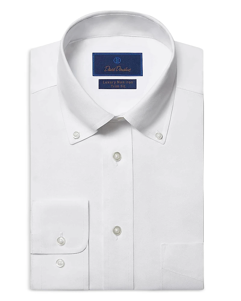 David Donahue Trim Fit Pinpoint Oxford Non Iron Dress Shirt