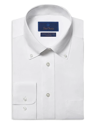 David Donahue Trim Fit Pinpoint Oxford Non Iron Dress Shirt
