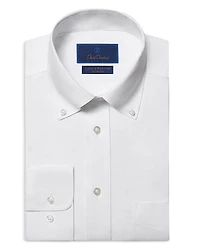 David Donahue Trim Fit Pinpoint Oxford Non Iron Dress Shirt