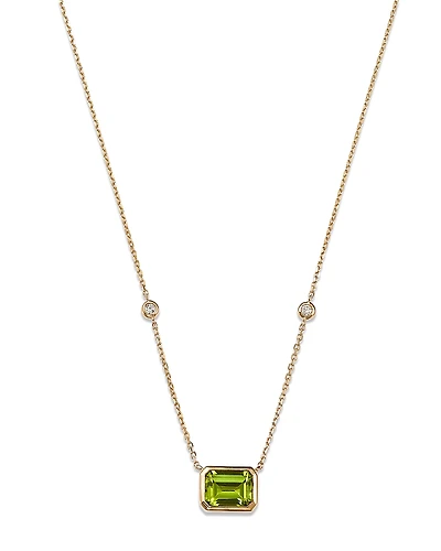 Bloomingdale's Fine Collection Peridot & Diamond Pendant Necklace