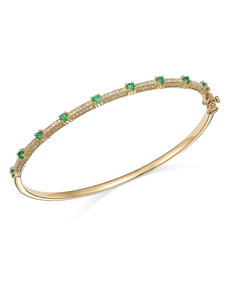 Bloomingdale's Fine Collection Emerald & Diamond Bangle Bracelet