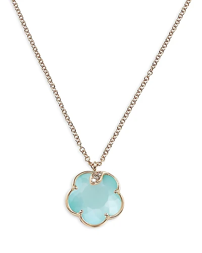 Pasquale Bruni 18K Rose Gold Petit Joli Turquoise & White Moonstone Doublet & Diamond Pendant Necklace, 16.7