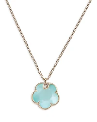 Pasquale Bruni 18K Rose Gold Petit Joli Turquoise & White Moonstone Doublet & Diamond Pendant Necklace, 16.7
