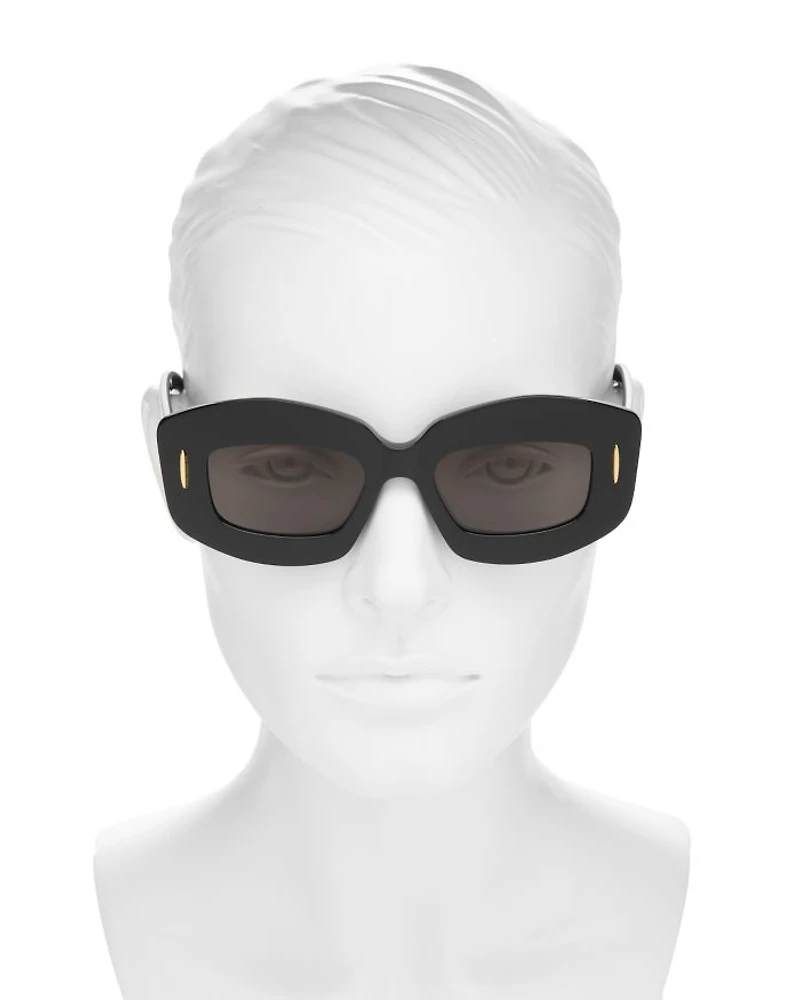 Chunky Anagram Rectangular Sunglasses, 49mm