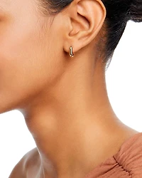 14K Yellow Gold Simple Gold Polished Oval Huggie Hoop Earrings