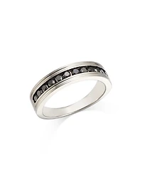 Men's Black Diamond Band in 14K White Gold, 0.60 tcw