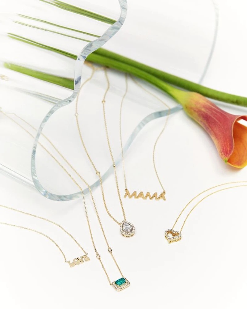 Diamond Heart Pendant Necklace in 14K Yellow Gold, .25 tcw