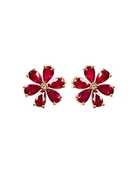 Zydo 18K Rose Gold Luminal Ruby & Diamond Floral Stud Earrings