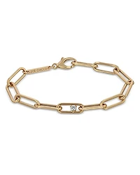 14K Yellow Gold Prong Diamonds Diamond Paperclip Link Bracelet