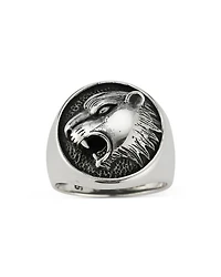 Men's Sterling Silver Roaring Tiger Signet Ring