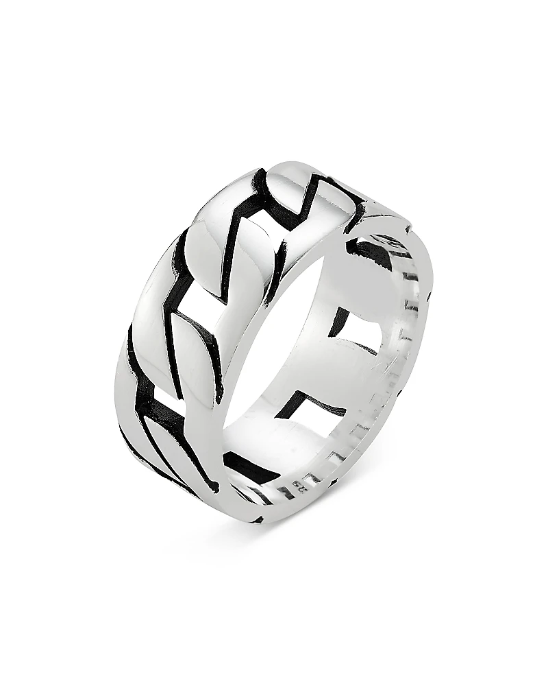 Milanesi And Co Sterling Silver Oxidized Bold Curb Band Ring
