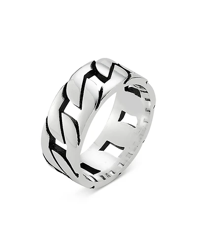 Milanesi And Co Sterling Silver Oxidized Bold Curb Band Ring