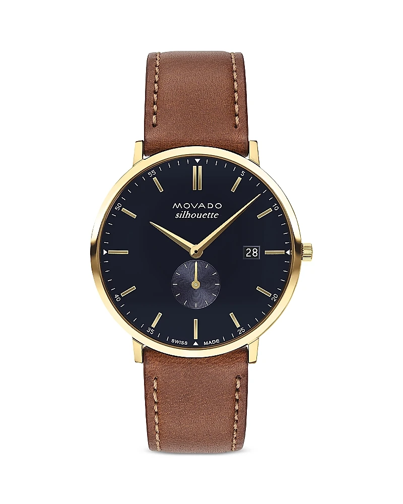 Movado Silhouette Gold Tone Ion Plated Stainless Steel Watch, 40mm