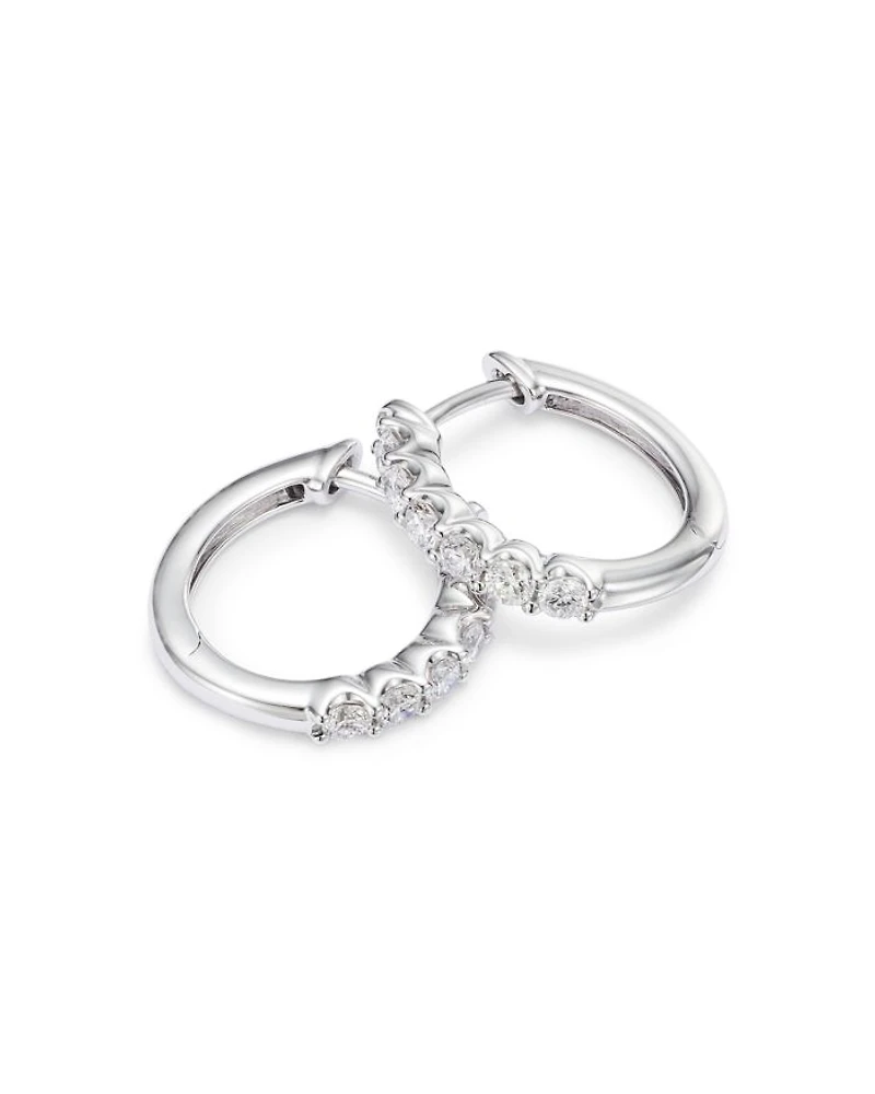 Diamond Small Hoop Earrings 14K Gold, 0.34 tcw