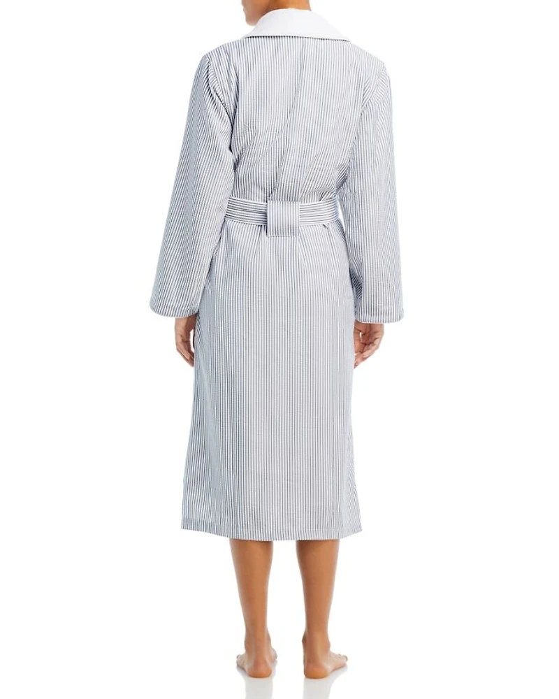 Fleece Lined Seersucker Bathrobe