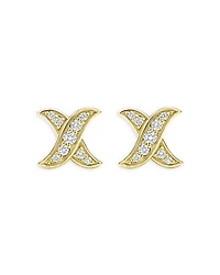 18K Yellow Gold Embrace Diamond X Stud Earrings