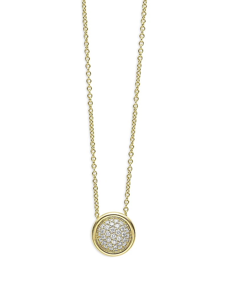 Lagos 18K Yellow Gold Meridian Diamond Pave Circle Pendant Necklace, 16-18