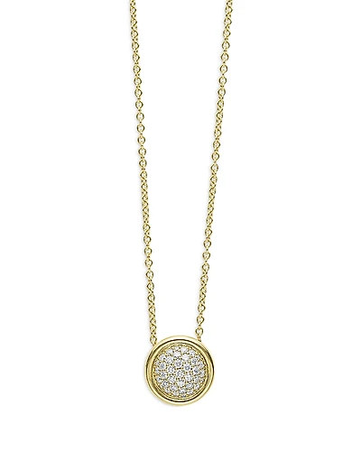 Lagos 18K Yellow Gold Meridian Diamond Pave Circle Pendant Necklace, 16-18