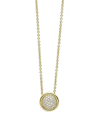 Lagos 18K Yellow Gold Meridian Diamond Pave Circle Pendant Necklace, 16-18