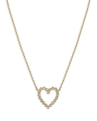 Zoe Chicco 14K Yellow Gold Bezel Diamonds Diamond Open Heart Pendant Necklace, 16-18