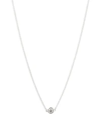 Sterling Silver & Bezel Set Cubic Zirconia Pendant Necklace, 15"-18"