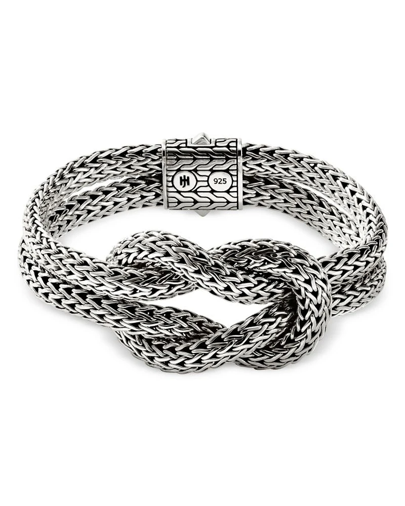 Sterling Silver Classic Chain Love Knot Woven Link Bracelet