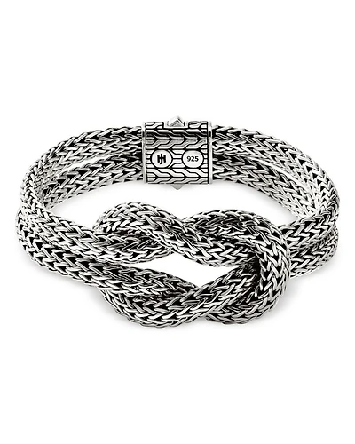 Sterling Silver Classic Chain Love Knot Woven Link Bracelet