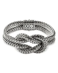 Sterling Silver Classic Chain Love Knot Woven Link Bracelet