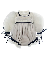 Petite Maison Kids Unisex Petite Maison Coco Caramel Tulle Romper with Sheer Puff Tulle Sleeves