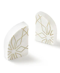 Gauri Kohli Enchant White Marble Bookends, Set of 2