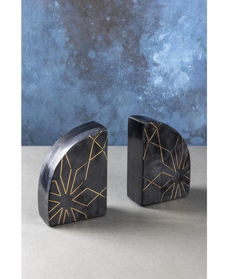 Enchant Black Marble Bookends, Set of 2