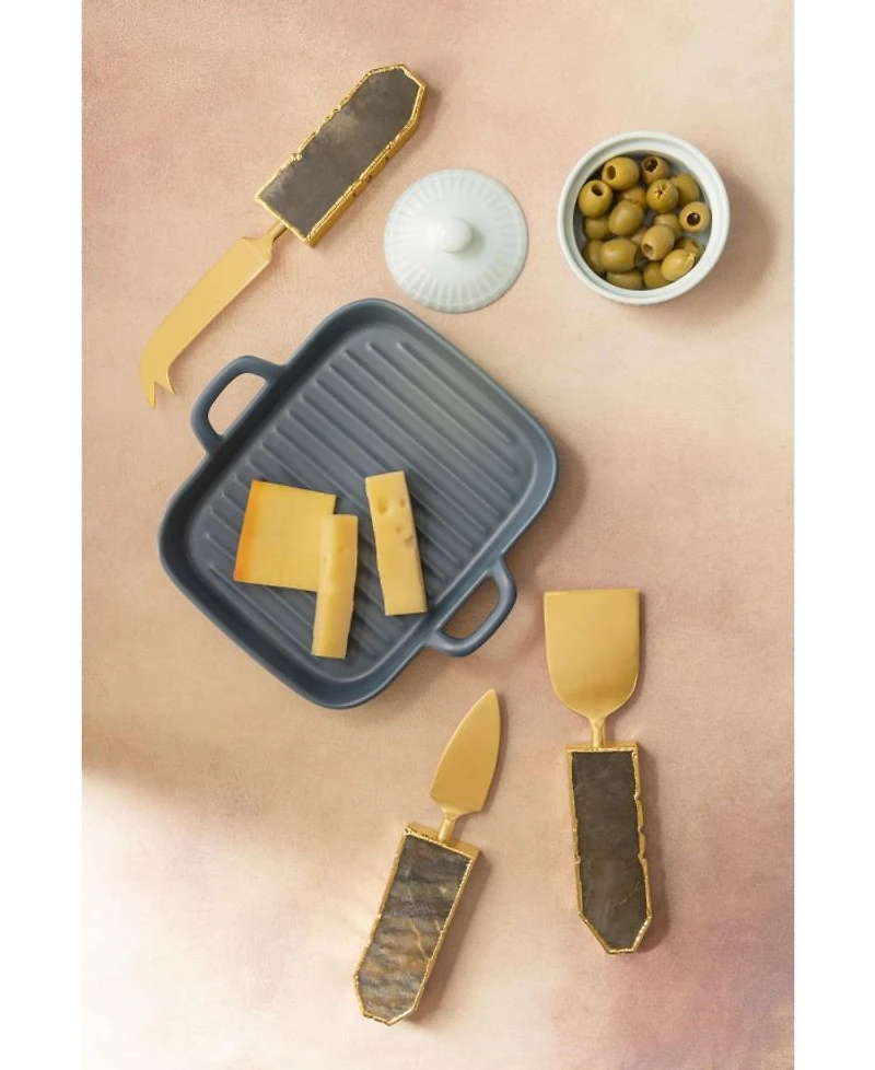 Brittany Agate Cheese Knives, Set of 3