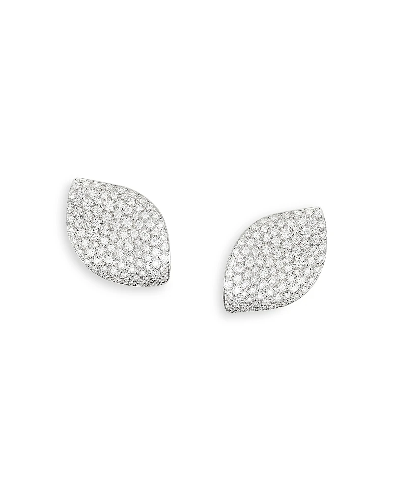 Pasquale Bruni 18K White Gold Aleluia Diamond Pave Leaf Statement Earrings