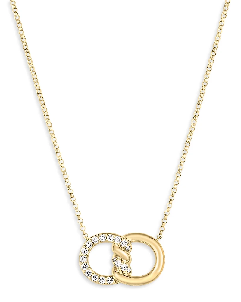 Roberto Coin 18K Yellow Gold Cialoma Diamond Intertwined Circle Pendant Necklace, 16-18