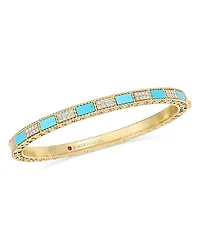 Roberto Coin 18K Gold Mosaic Diamond Pave & Turquoise Bangle Bracelet