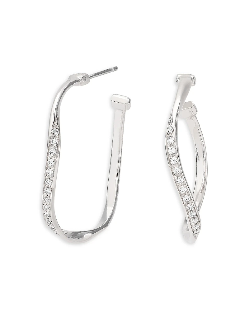 Marco Bicego 18K White Gold Marrakech Diamond Twisted Hoop Earrings
