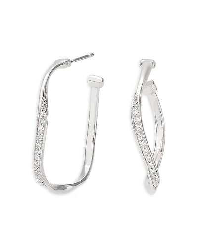 Marco Bicego 18K White Gold Marrakech Diamond Twisted Hoop Earrings