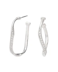 Marco Bicego 18K White Gold Marrakech Diamond Twisted Hoop Earrings